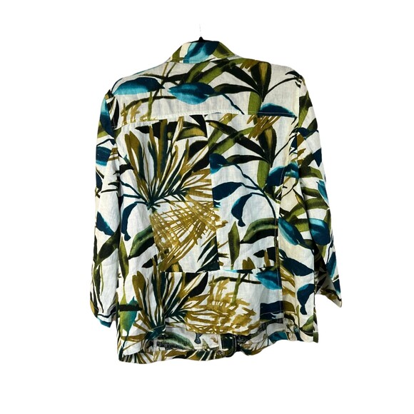 Chico's Zip-Front Tropical Print Linen Shacket Jacket Size 2 (12/14) - Picture 5 of 5